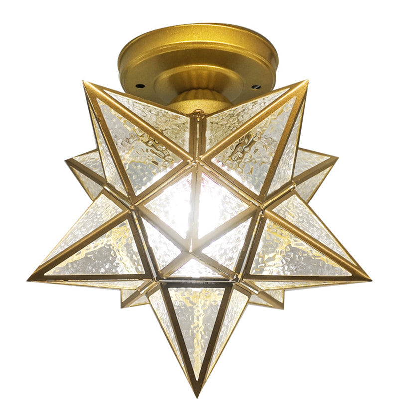 Star Glass Semi Flush Mount Lighting Traditional Style Aisle Close to Ceiling Light