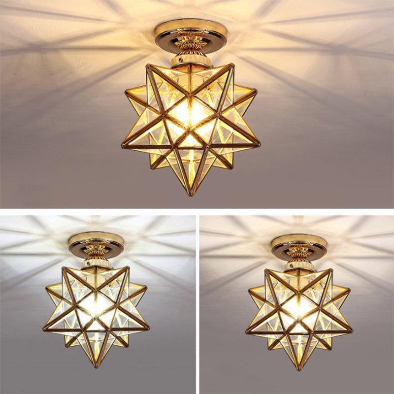 Star Glass Semi Flush Mount Lighting Traditional Style Aisle dicht bij plafondlicht