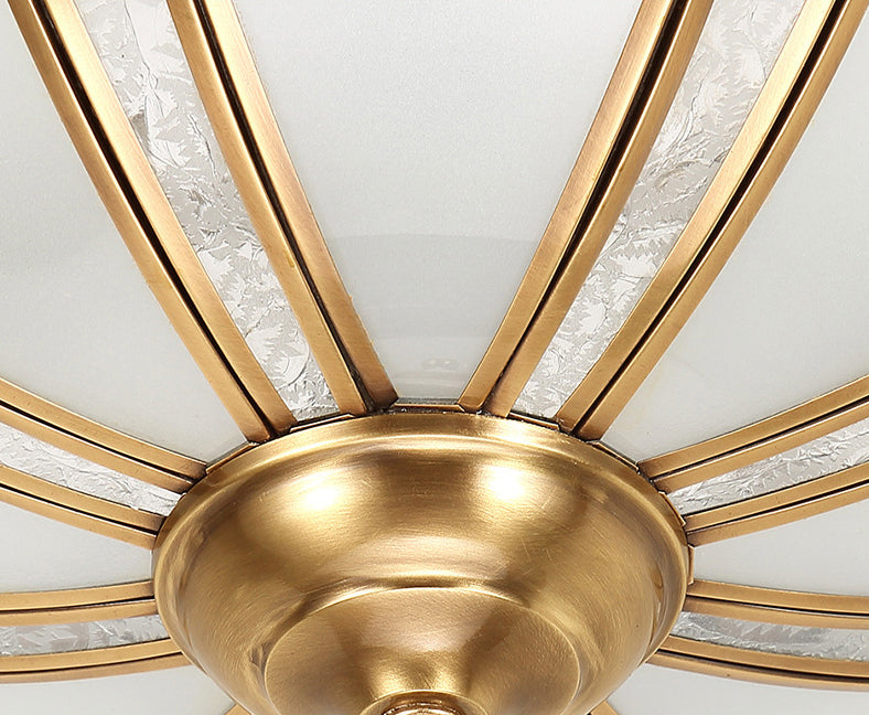 Brass Shaded Ceiling Mount Light Fixture Traditional Glass Living Room Close to Ceiling Light