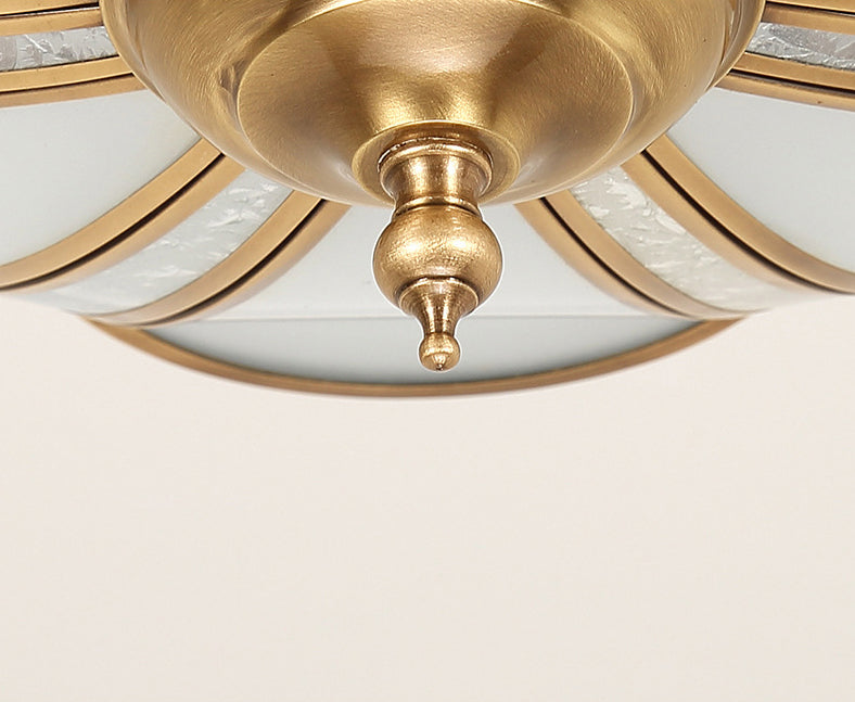 Brass Shaded Ceiling Mount Light Fixture Traditional Glass Living Room Close to Ceiling Light