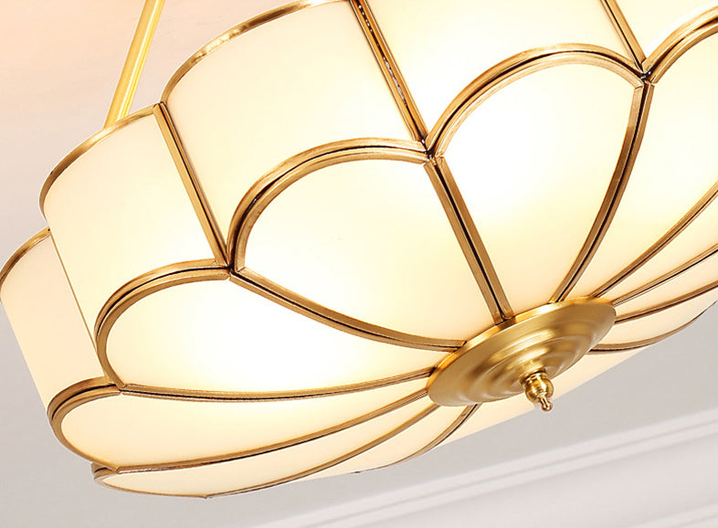 Glass Brass Ceiling Light Fixture Shaded Traditional-Style Ceiling Mount Light Fixture