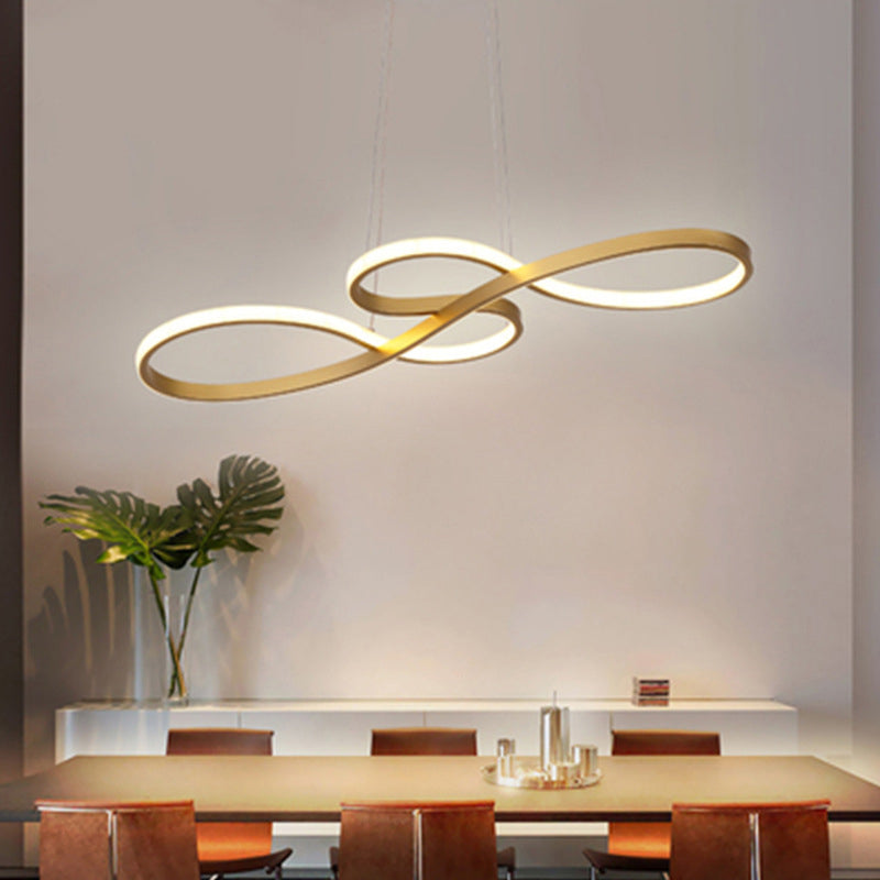 Simplicité moderne Spiral lustre lampe en aluminium suspendu suspendu pour le restaurant