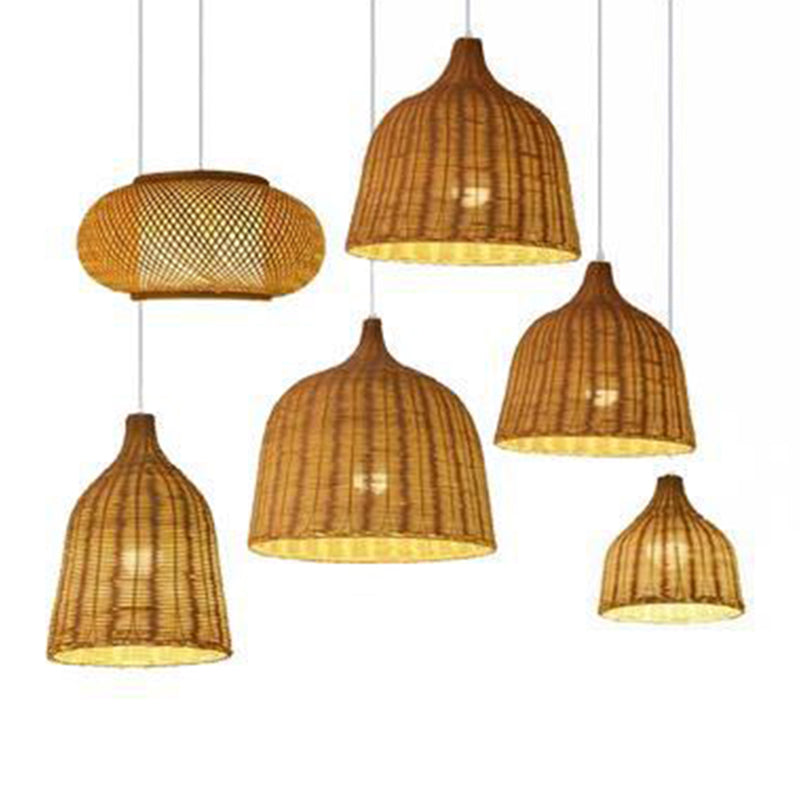 Baschetto cinese Apparecchi di illuminazione a sospensione Rattan Appedisci la luce con cavo sospeso per il ristorante