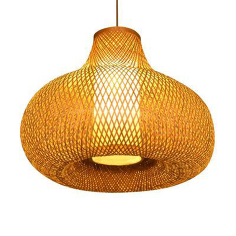 Fissaggi di illuminazione a sospensione a forma di pera cinese Rattan Appedisci la luce con cavo sospeso per il ristorante