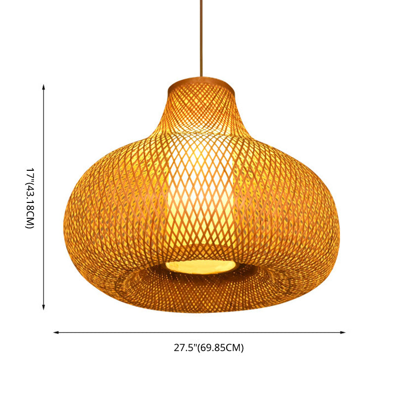 Fissaggi di illuminazione a sospensione a forma di pera cinese Rattan Appedisci la luce con cavo sospeso per il ristorante