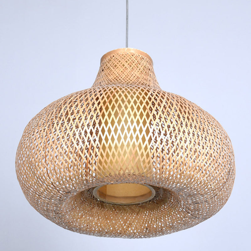 Fissaggi di illuminazione a sospensione a forma di pera cinese Rattan Appedisci la luce con cavo sospeso per il ristorante