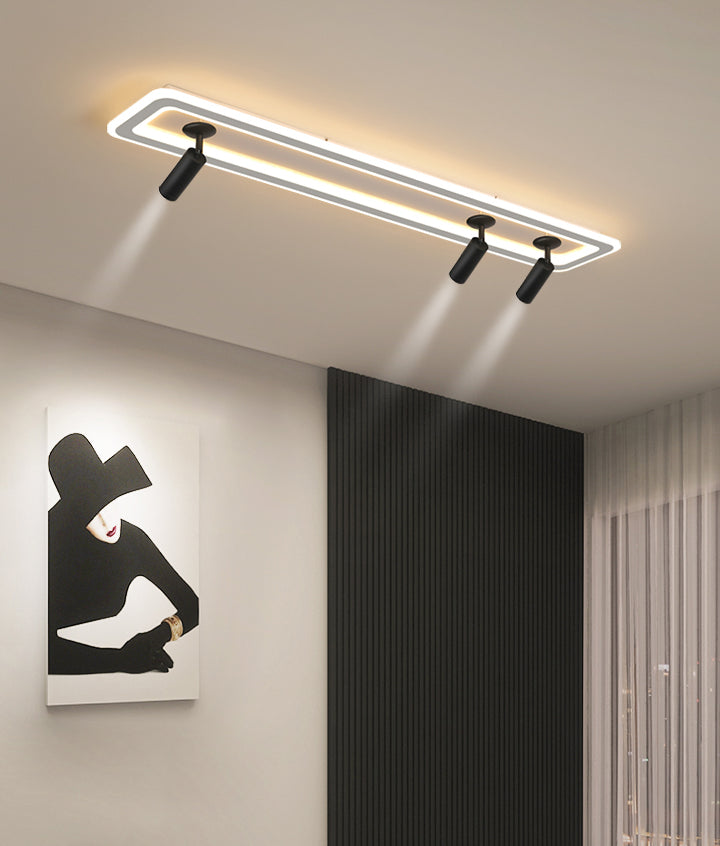 Rechthoekige LED semi -spoelplafondarmatuur in moderne beknopte stijl acryl binnenspoeling met verstelbare lamp