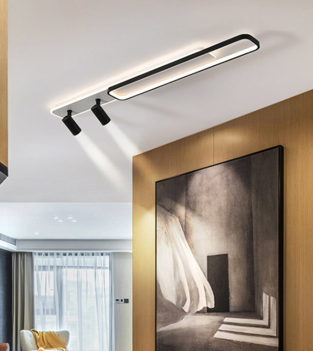 Luce a soffitto semi -ruscini a LED rettangolare nero in moderno supporto acrilico in stile conciso per soggiorno