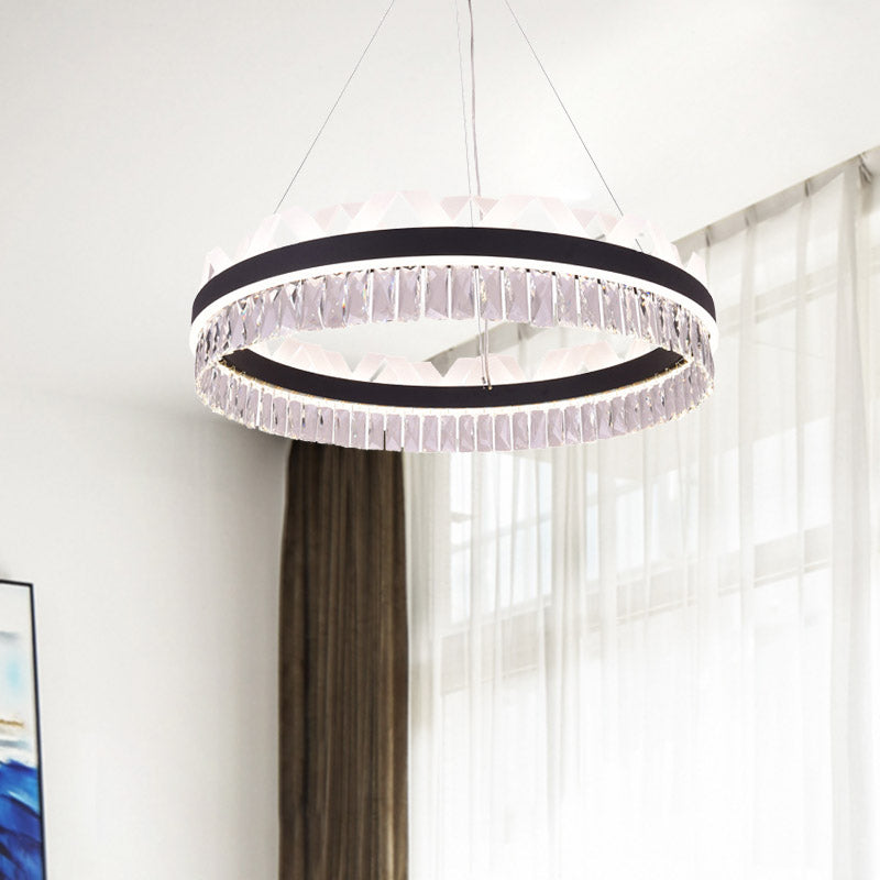 Éclairage de lustre de salon en cercle LED PENDANT DE DROP SIMPLE EN GOL / NOIR