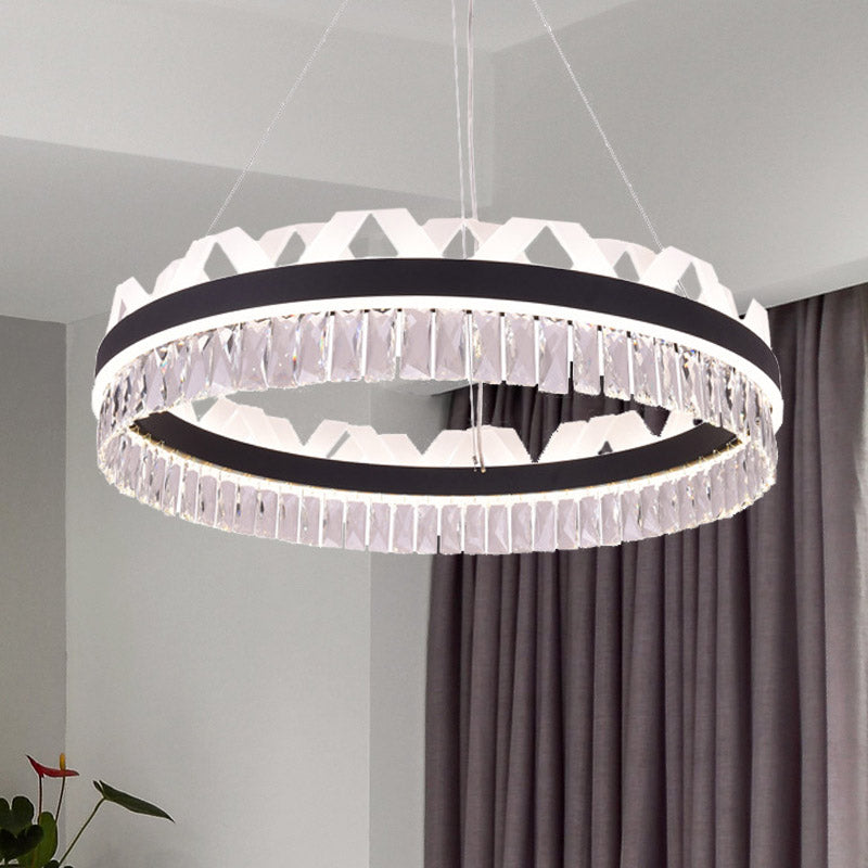 Éclairage de lustre de salon en cercle LED PENDANT DE DROP SIMPLE EN GOL / NOIR