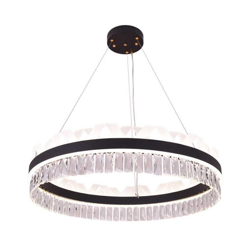 Éclairage de lustre de salon en cercle LED PENDANT DE DROP SIMPLE EN GOL / NOIR