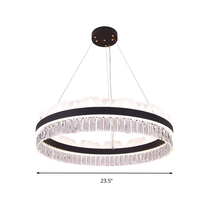 Éclairage de lustre de salon en cercle LED PENDANT DE DROP SIMPLE EN GOL / NOIR