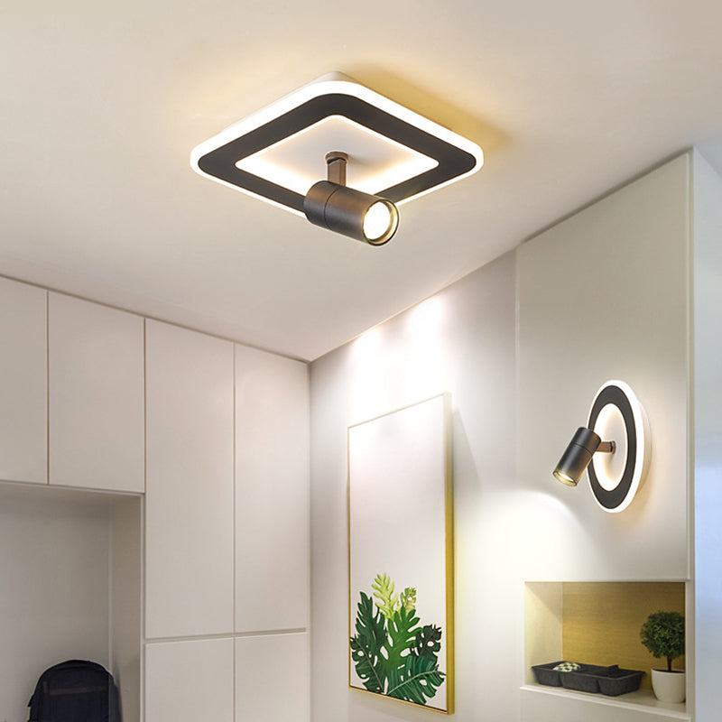 1-Light Iron LED Semi Ceiling Light in Modern Creative Style Acrylic Flush Mount for Cloakroom