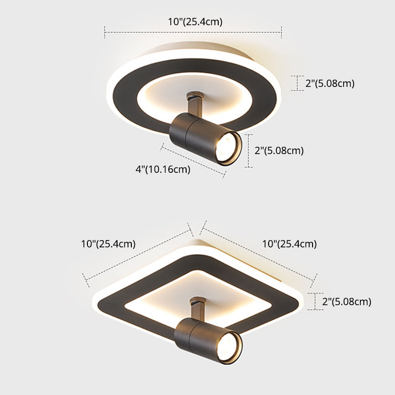 1-Light Iron LED Semi Ceiling Light in Modern Creative Style Acrylic Flush Mount for Cloakroom