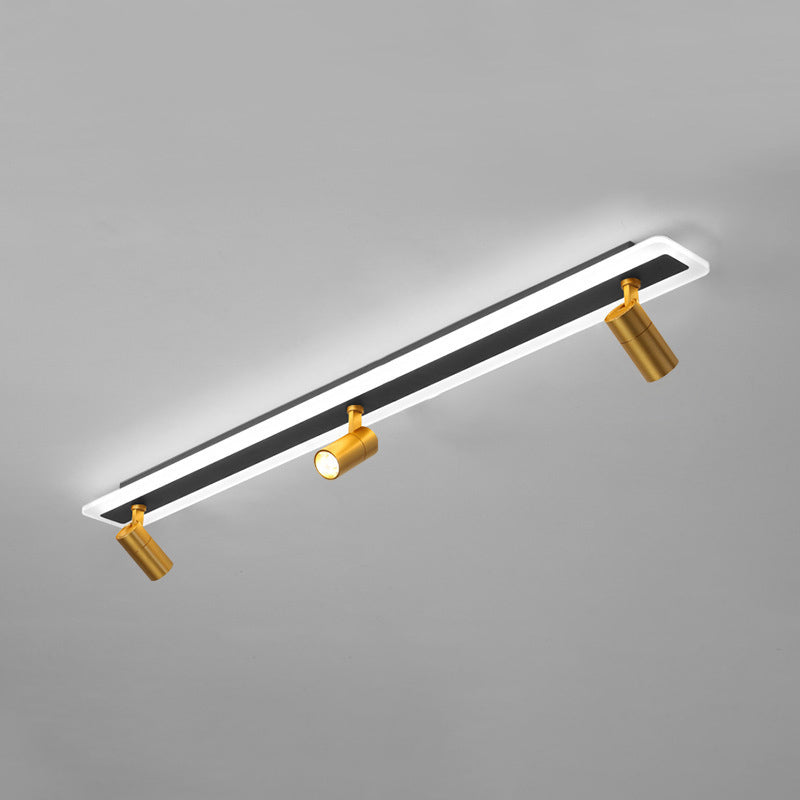 Rectangular Acrylic Shade LED Flush Mount in Modern Simplicity Metal Semi Flush Ceiling Light for Living Room