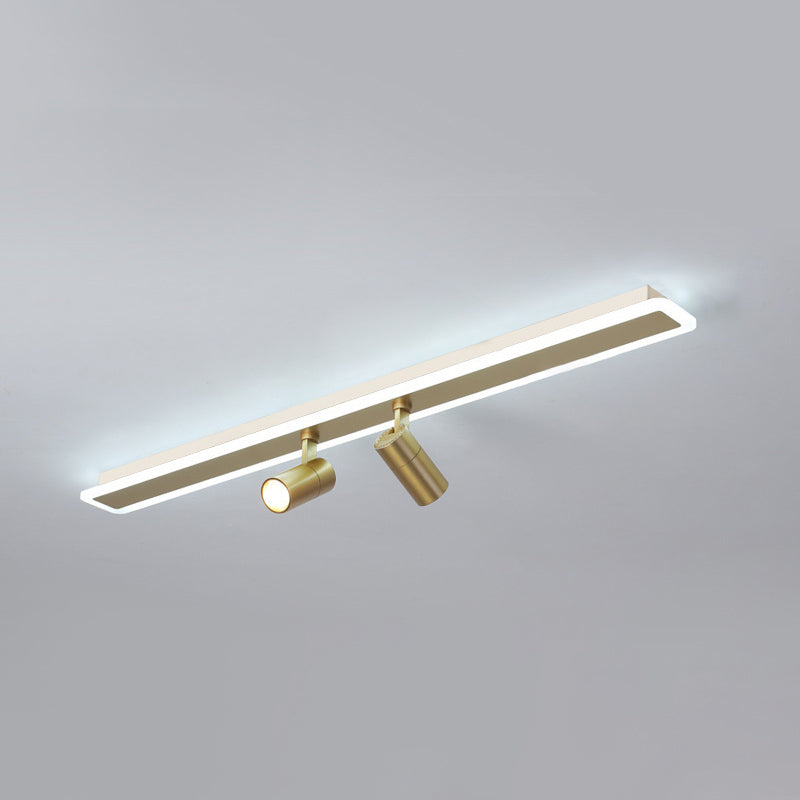 Montaje de lavado LED de sombra acrílica rectangular en simplicidad moderna de metal semi rascada de techo para sala de estar