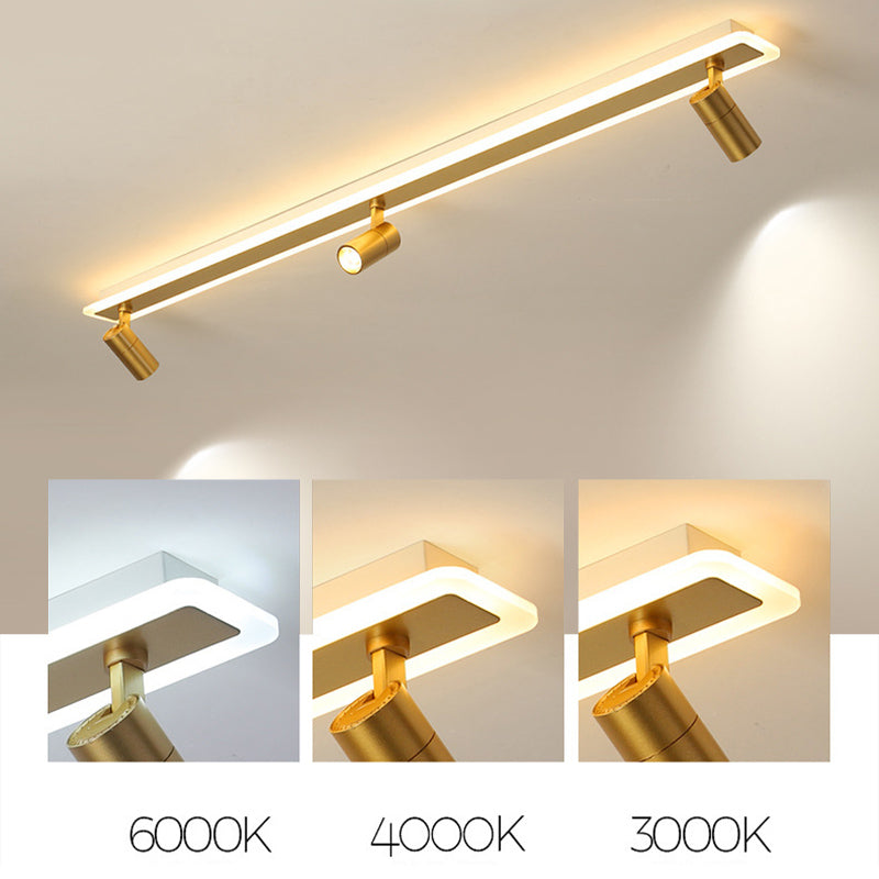 Rechthoekige acryl schaduw LED VLOK Mount in moderne eenvoud metalen semi -spoelplafondlicht voor woonkamer