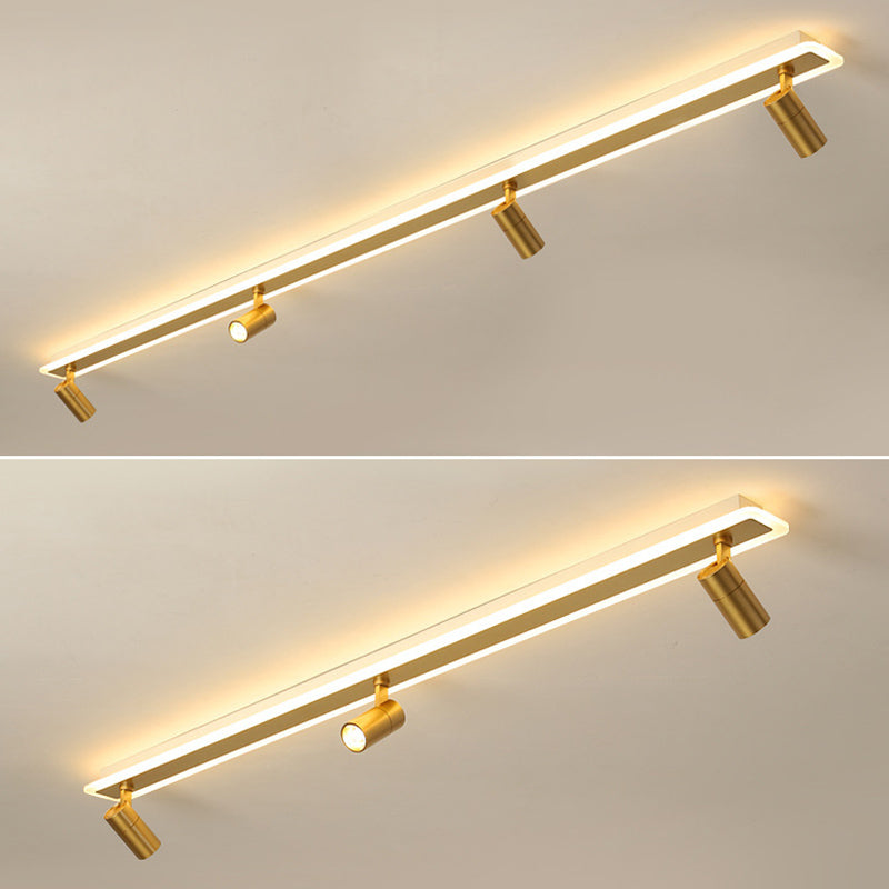 Montaje de lavado LED de sombra acrílica rectangular en simplicidad moderna de metal semi rascada de techo para sala de estar