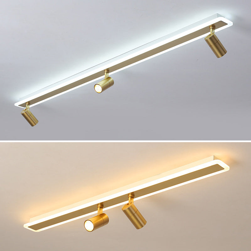 Montaje de lavado LED de sombra acrílica rectangular en simplicidad moderna de metal semi rascada de techo para sala de estar