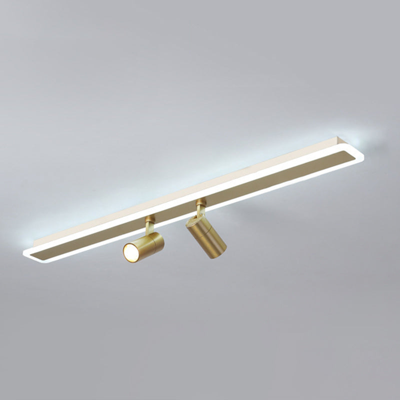 Rectangular Acrylic Shade LED Flush Mount in Modern Simplicity Metal Semi Flush Ceiling Light for Living Room