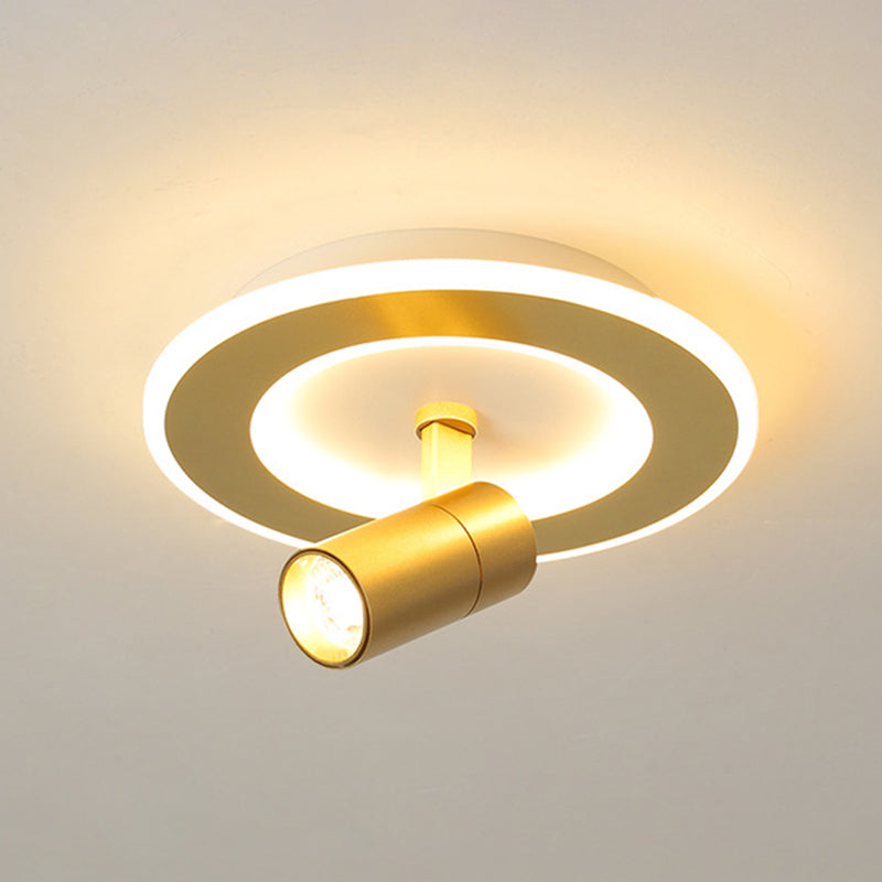 Montaggio semifulto a LED a 1 luce in moderna luce a soffitto interno in metallo conciso in oro