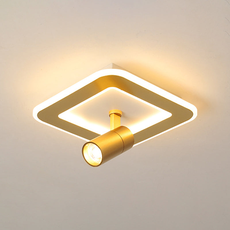 1-Light LED Semi Flush Mount in Modern Concise Style Metal Indoor Ceiling Light in Gold