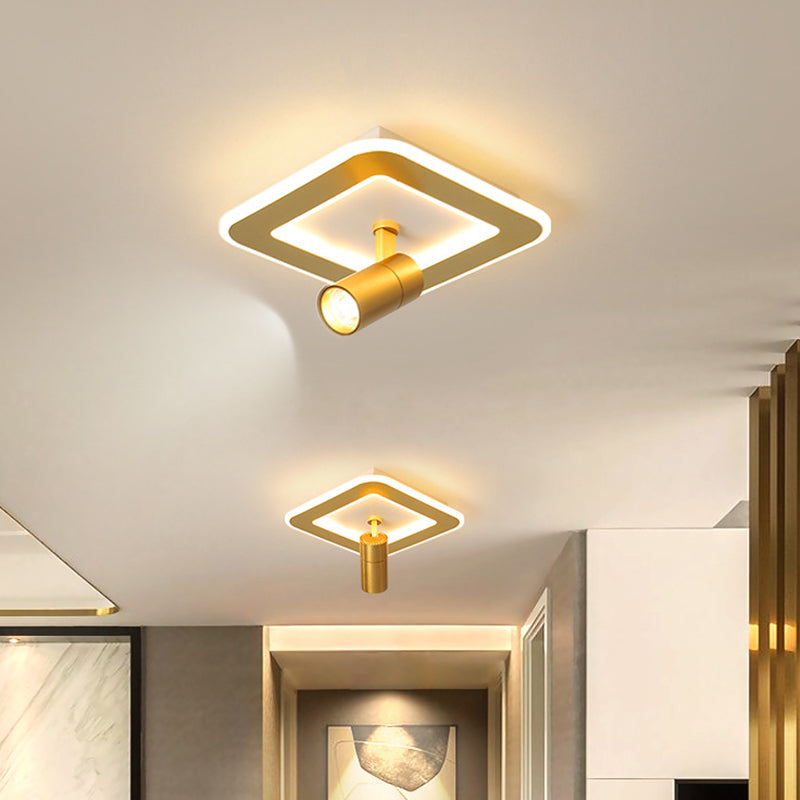 1-Light LED Semi Flush Mount in Modern Concise Style Metal Indoor Ceiling Light in Gold