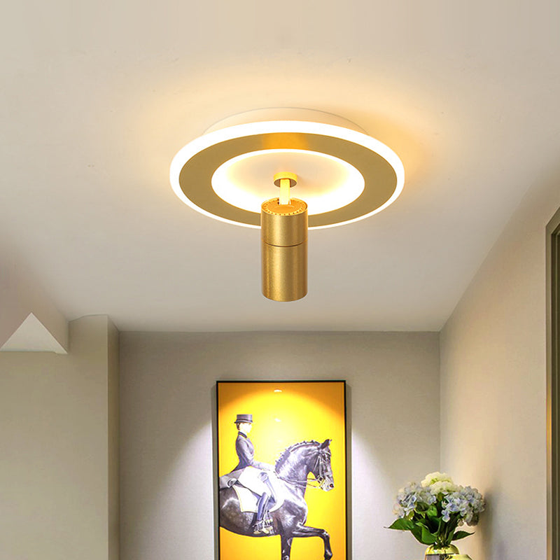 Mont semi-lutin à LED à 1 lumière dans le plafond intérieur en métal moderne de style concis moderne en or