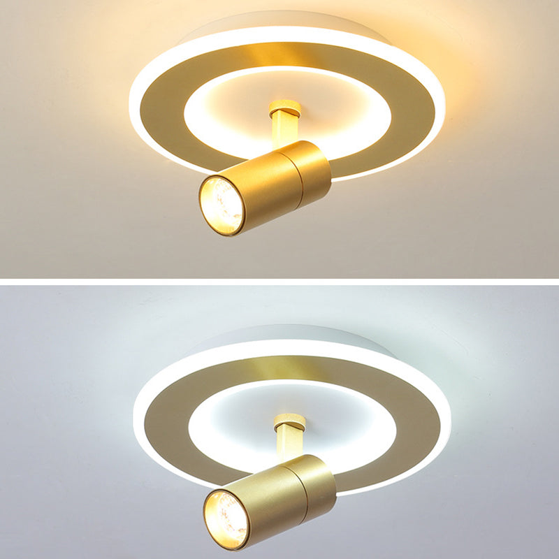 Montaje semi descarte LED de 1 luces en moderna luz de techo interior de metal de estilo conciso en oro