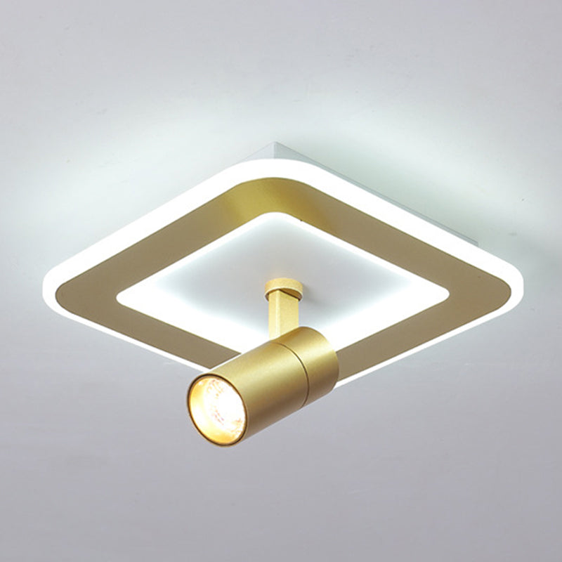 1-Light LED Semi Flush Mount in Modern Concise Style Metal Indoor Ceiling Light in Gold