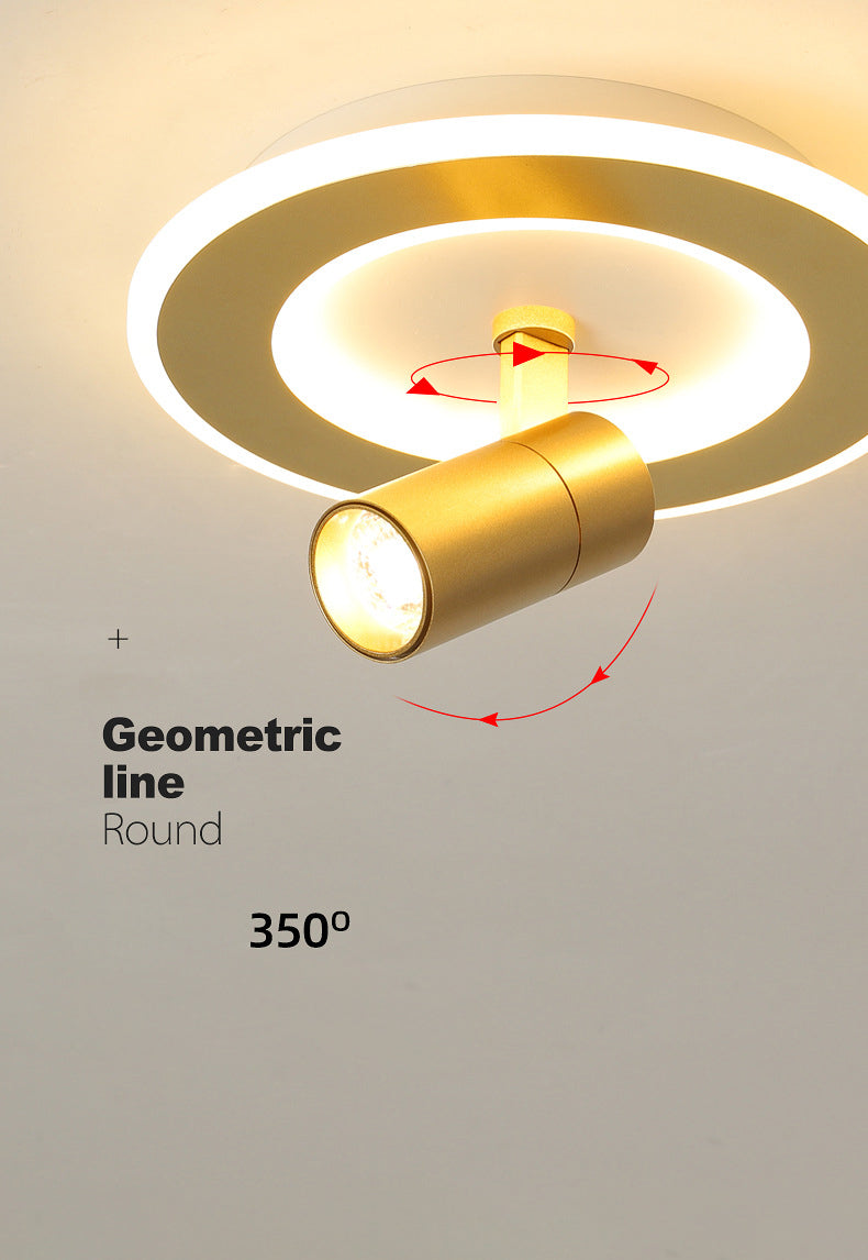 Montaggio semifulto a LED a 1 luce in moderna luce a soffitto interno in metallo conciso in oro