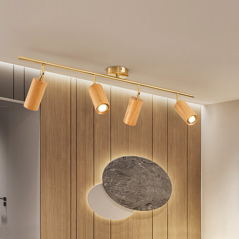 Modern LED Track Lighting Minimalist Chinese Style Wooden Downlight for Home Living Room and Aisle