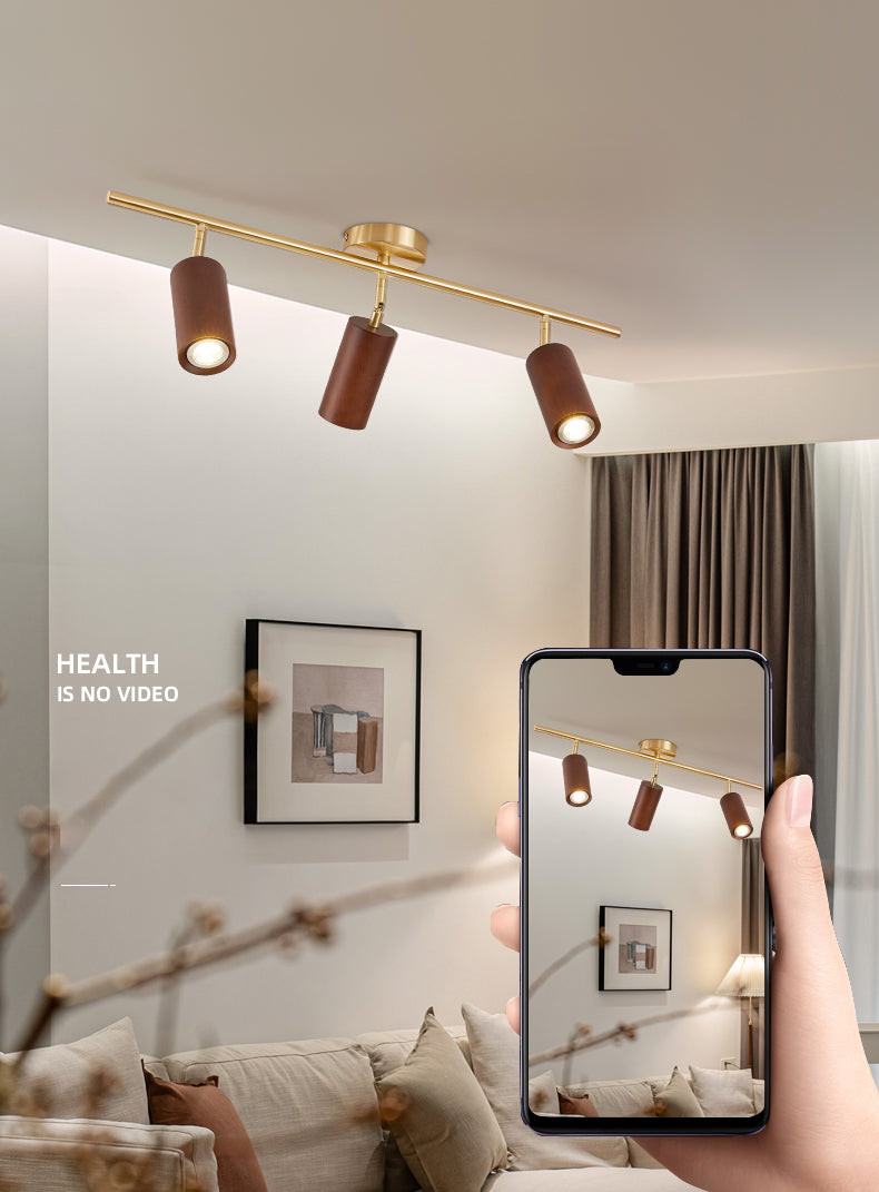 Iluminación moderna de la pista LED de estilo minimalista de madera de estilo chino para sala de estar y pasillo