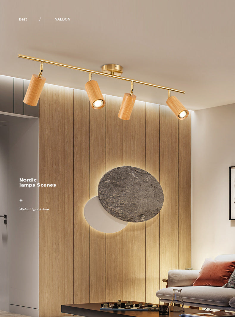 Modern LED Track Lighting Minimalist Chinese Style Wooden Downlight for Home Living Room and Aisle