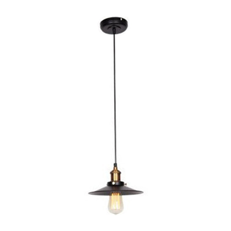 1 leichte Untertasse Anhängerlampe Vintage Industrial Black Metall Warehueh Hanging Lampe