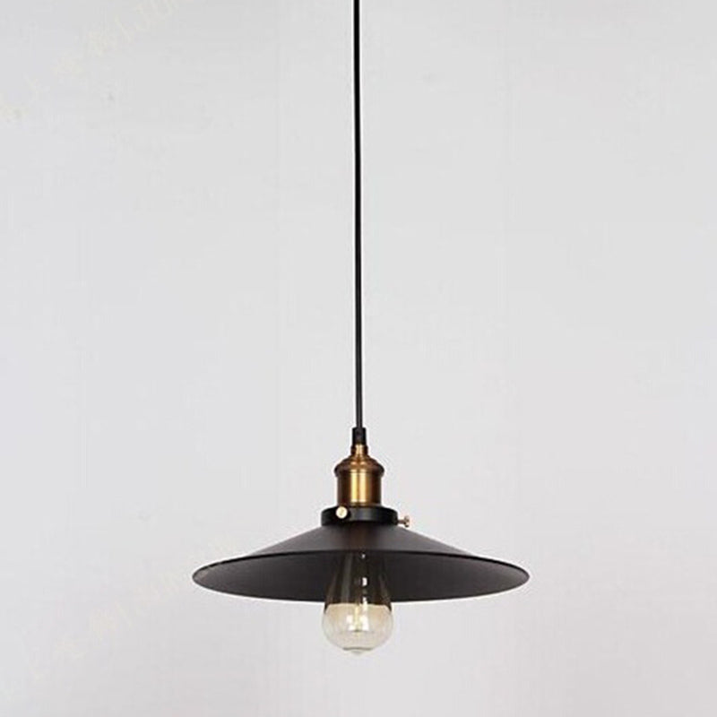 1 leichte Untertasse Anhängerlampe Vintage Industrial Black Metall Warehueh Hanging Lampe