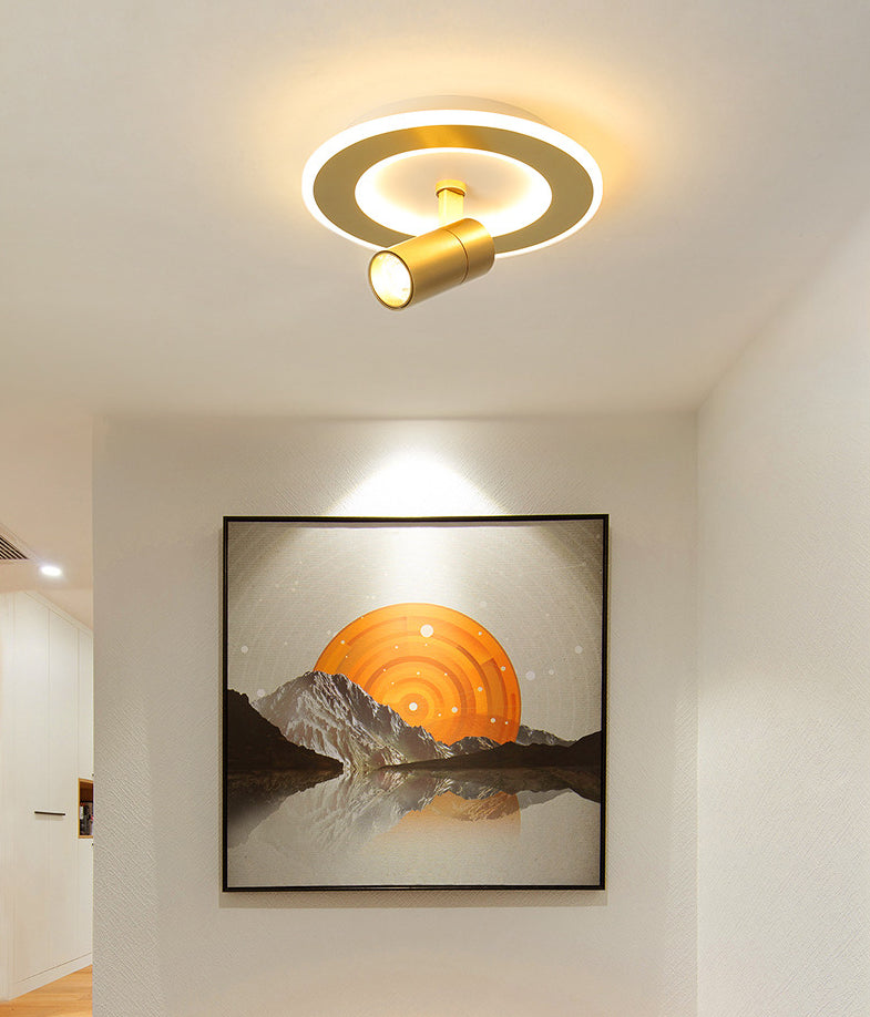 1-Light LED Semi Flush Mount in Modern Concise Style Metal Indoor Ceiling Light in Gold