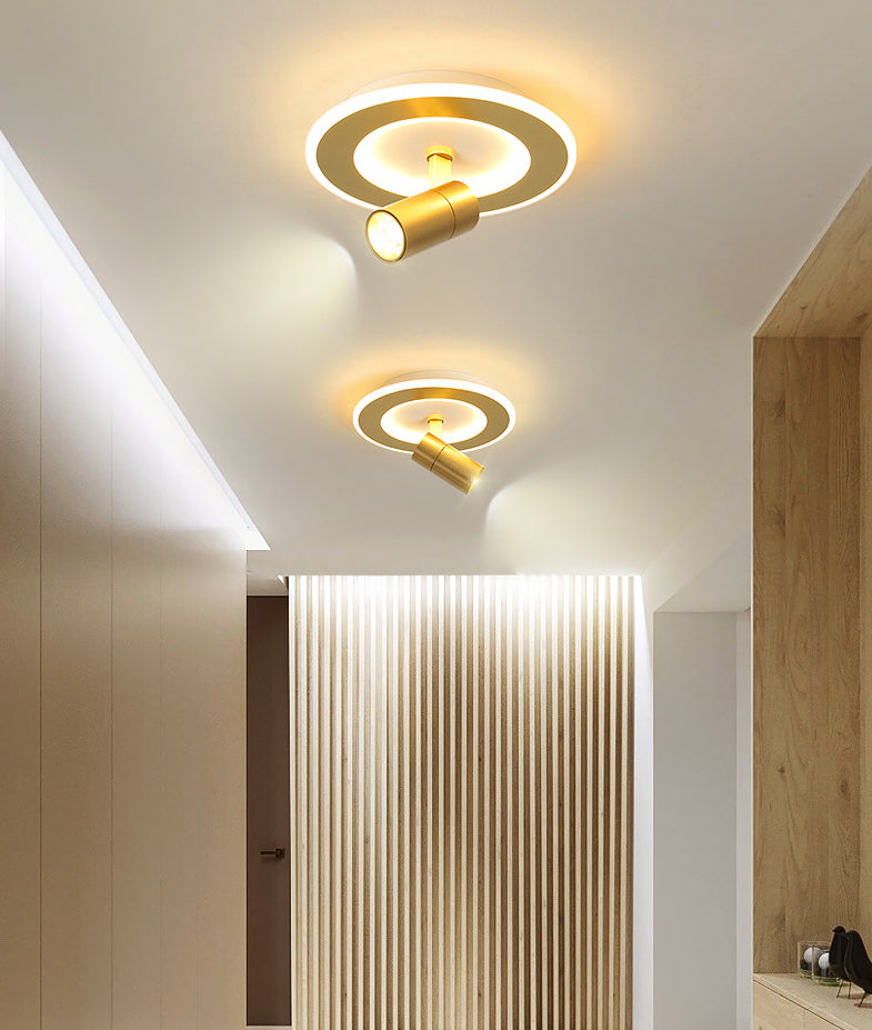 1-Light LED Semi Flush Mount in Modern Concise Style Metal Indoor Ceiling Light in Gold