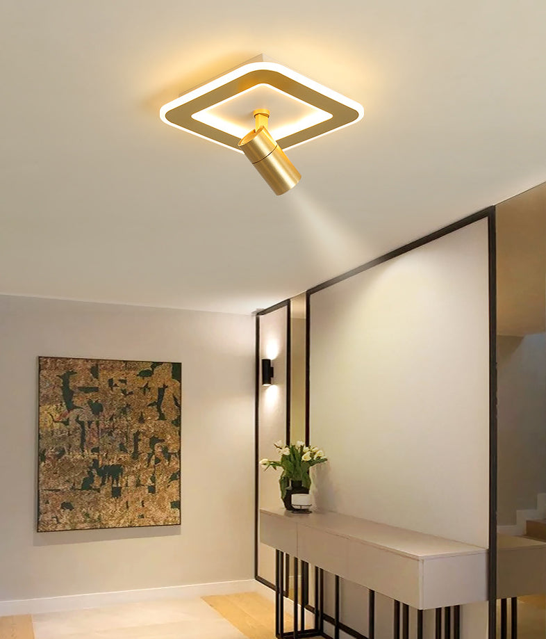 Montaggio semifulto a LED a 1 luce in moderna luce a soffitto interno in metallo conciso in oro