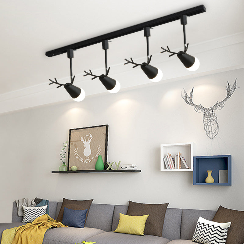 Nordic Log Ceiling Track Light Personalized Elk Antlers Home Background Wall Clothing Store Window Commercial Spotlight