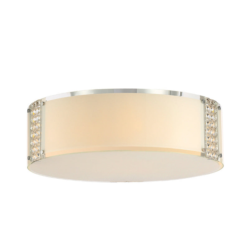 Tambour K9 Crystal Ceiling Lumière Simple Style 8 Têtes Chrome Flush Fixture pour la chambre