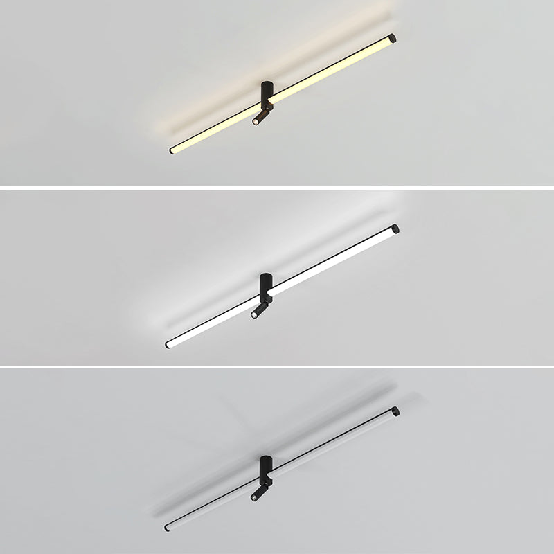 Aluminium Rectangular LED Semi Flush Mount in Modern Concise Style Metal Ceiling Light for Interior Spaces