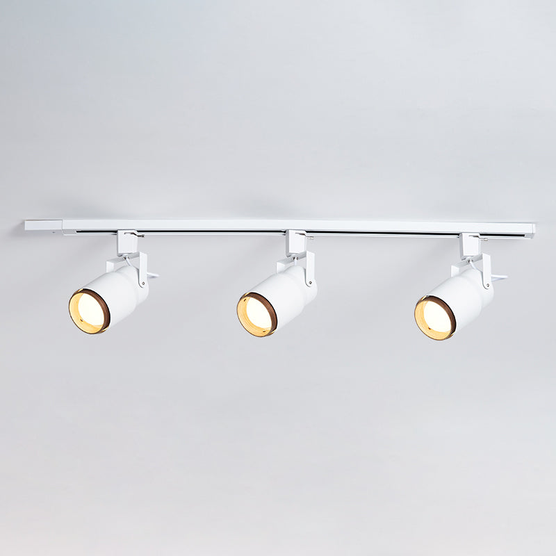 Nordic Metal and Wooden Track SpotLighting Fixtures Cylindricall Flush Ceiling Track Lighting for Foyer and Bedroom