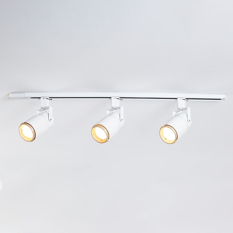 Nordic Metal and Wooden Track SpotLighting Fixtures Cylindricall Flush Ceiling Track Lighting for Foyer and Bedroom