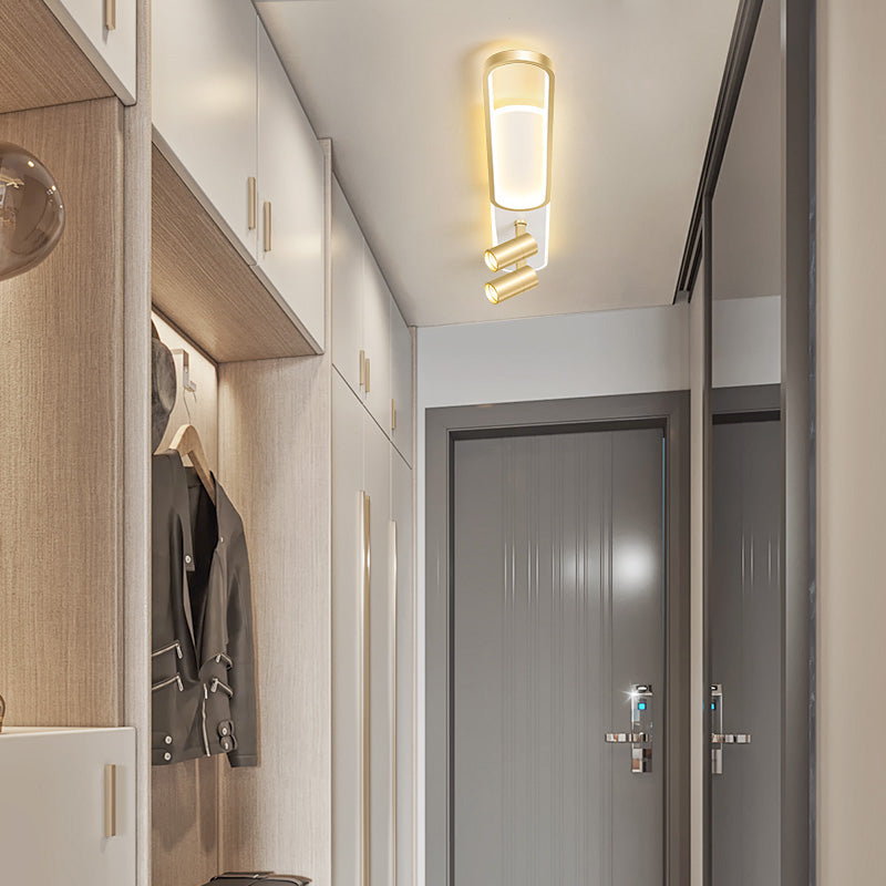 2-licht langwerpige LED-spoelbevel in moderne beknopte stijl smeedijzeren plafondarmatuur voor garderobe