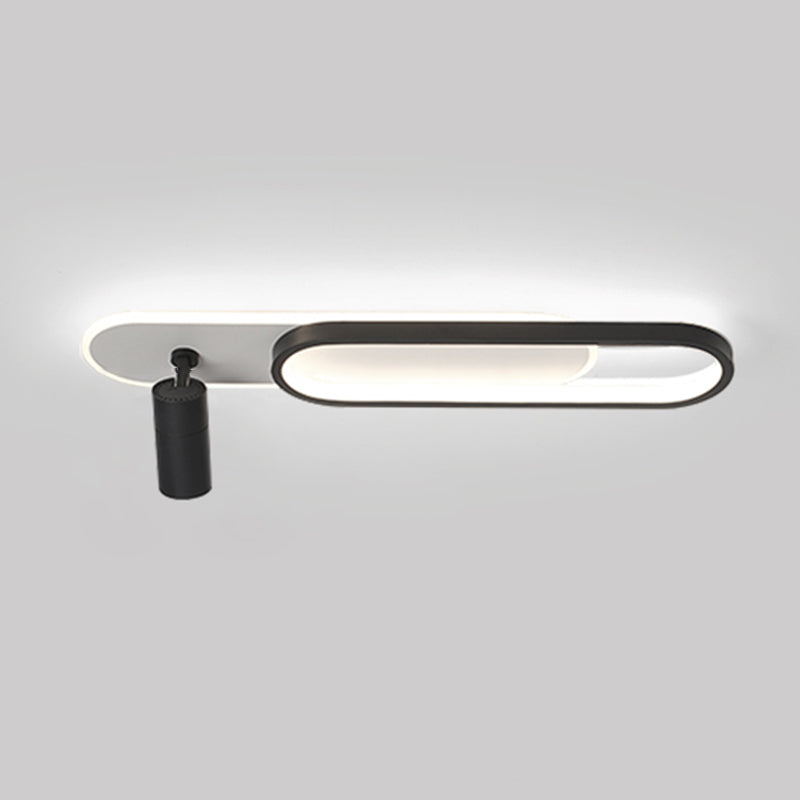 2-Light Oblong LED Flush Mount in Modern Concise Style Wrought Iron Ceiling Fixture for Cloakroom