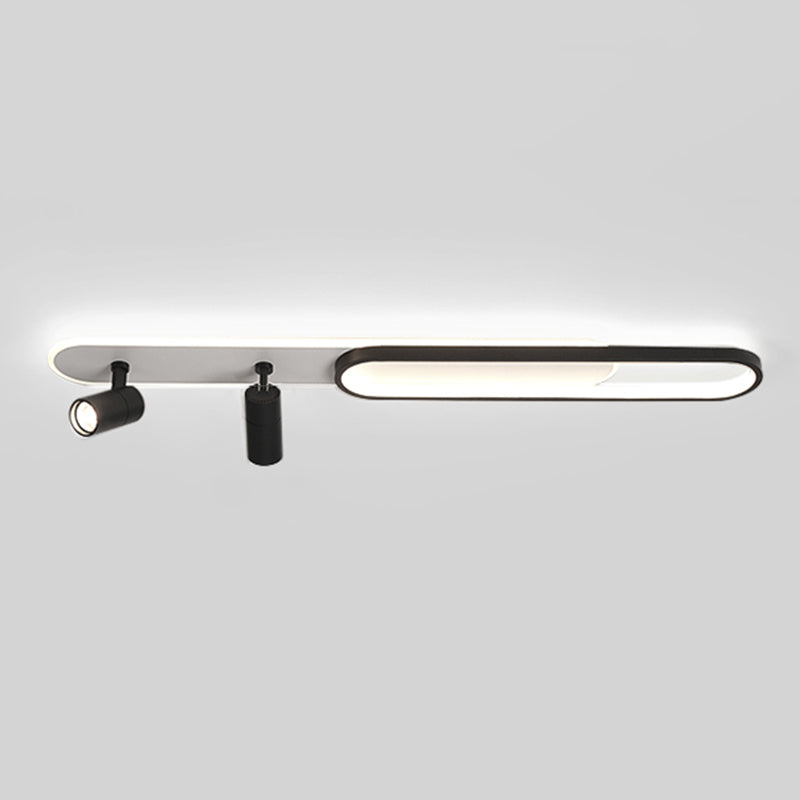 2-Light Oblong LED Flush Mount in Modern Concise Style Wrought Iron Ceiling Fixture for Cloakroom