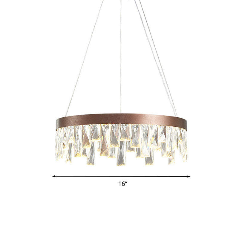 Anello soggiorno a sospensione del lampadario Luce Crystal Crystal Blocco LED Sospensione Contemporanea Light in marrone, largo 16 "/23,5" /31,5 "