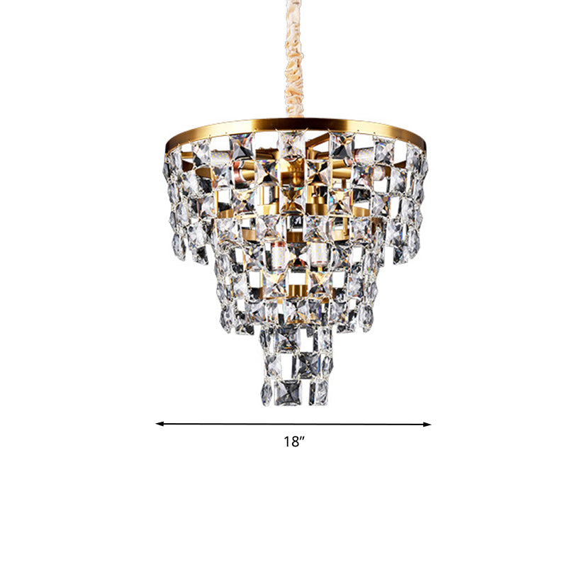 Gold Tapered Chandelier Lighting Postmodern 8/11 Lights K9 Crystal Ceiling Suspension Lamp