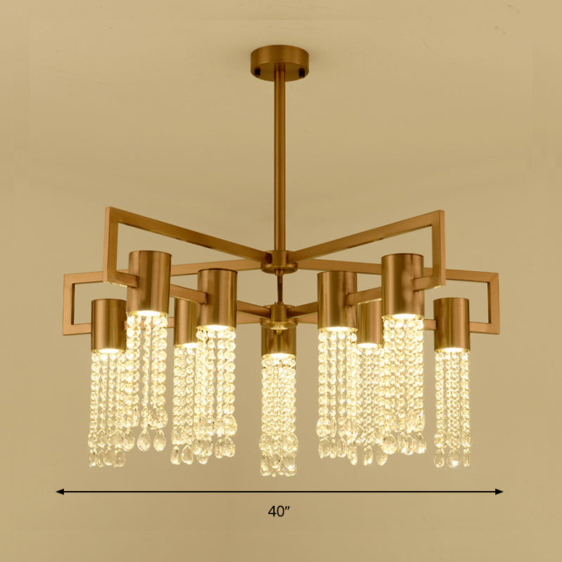 Waterfall Clear K9 Crystal Pendant Chandelier Modernism 8/10 Bulbs LED Gold Hanging Ceiling Light for Bedroom